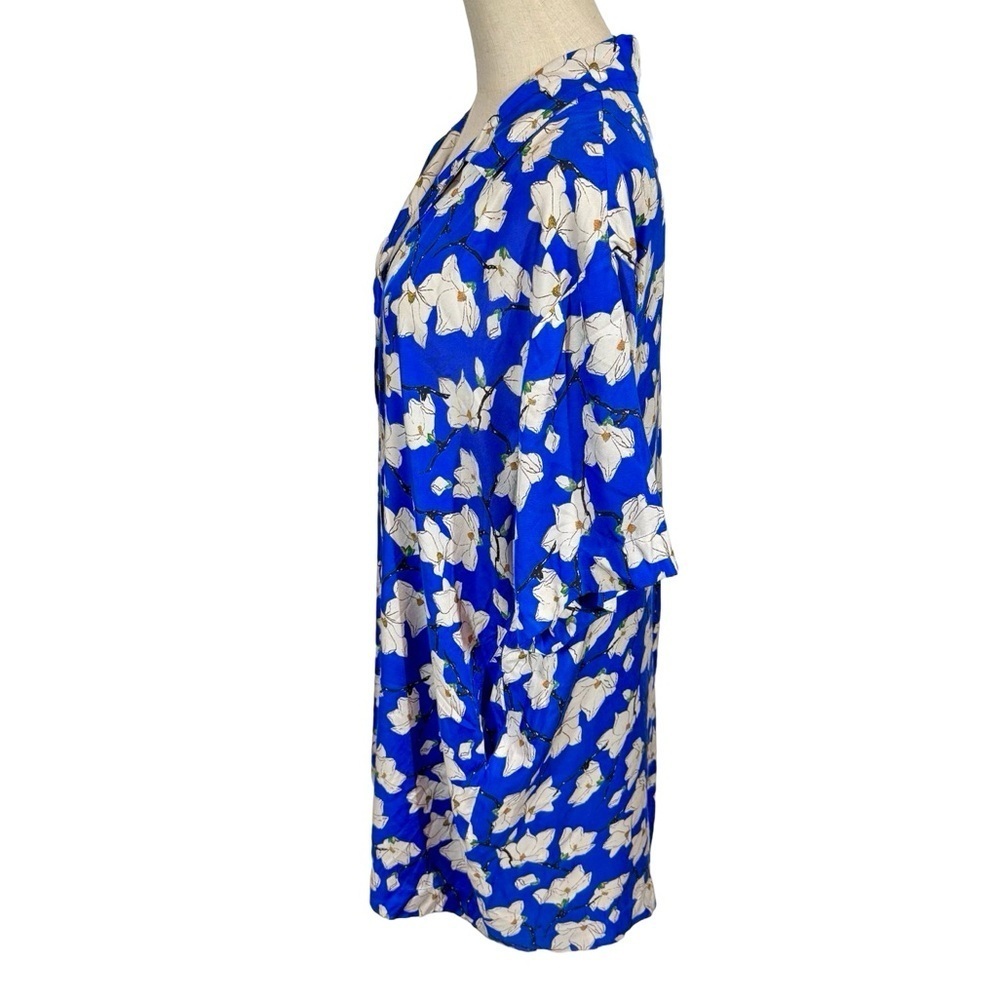Rag & Bone Reed Silk Blend Mini Shirt Dress in Blue Floral - Picture 7 of 13